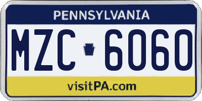 PA license plate MZC6060