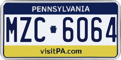 PA license plate MZC6064