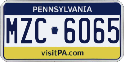 PA license plate MZC6065