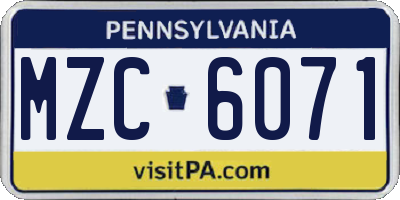 PA license plate MZC6071