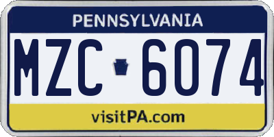PA license plate MZC6074