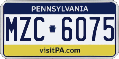 PA license plate MZC6075