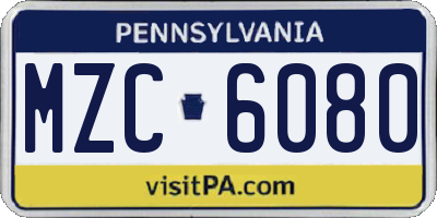 PA license plate MZC6080