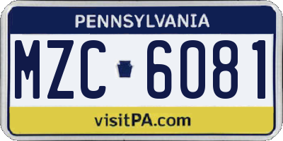 PA license plate MZC6081