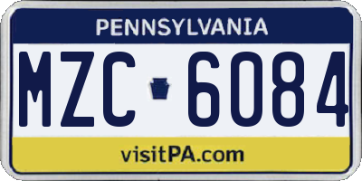 PA license plate MZC6084