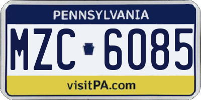 PA license plate MZC6085