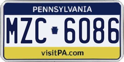 PA license plate MZC6086