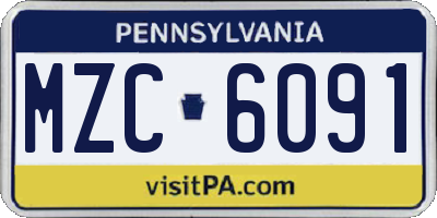 PA license plate MZC6091