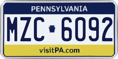 PA license plate MZC6092