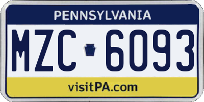 PA license plate MZC6093