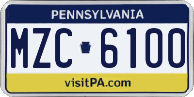 PA license plate MZC6100