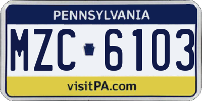 PA license plate MZC6103