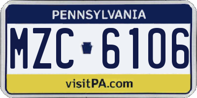 PA license plate MZC6106