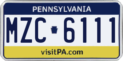 PA license plate MZC6111