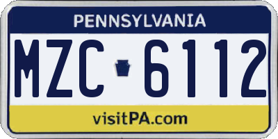 PA license plate MZC6112