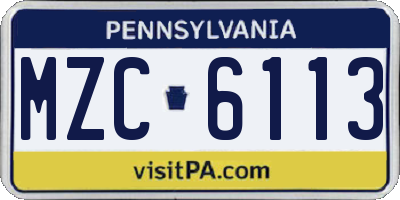 PA license plate MZC6113