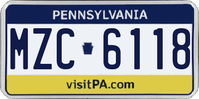 PA license plate MZC6118