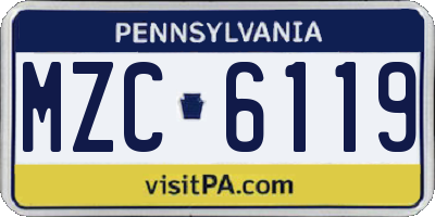 PA license plate MZC6119