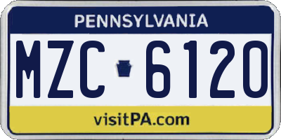 PA license plate MZC6120