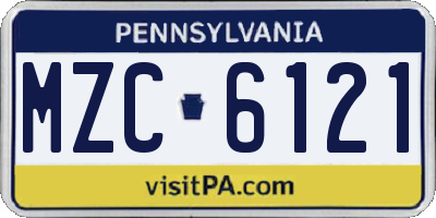 PA license plate MZC6121
