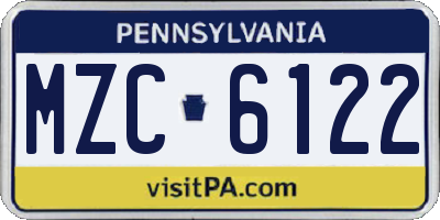 PA license plate MZC6122