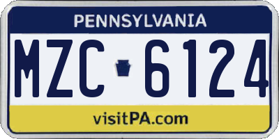 PA license plate MZC6124