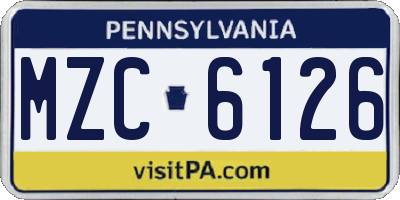 PA license plate MZC6126