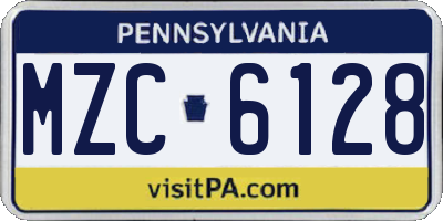 PA license plate MZC6128