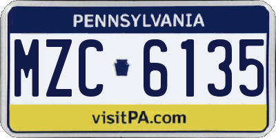 PA license plate MZC6135