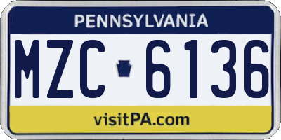 PA license plate MZC6136