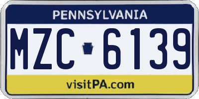 PA license plate MZC6139