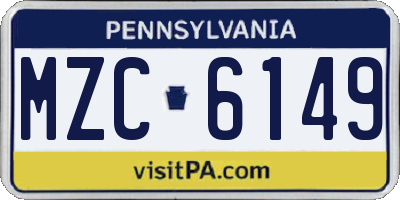 PA license plate MZC6149