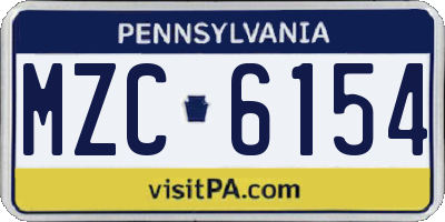 PA license plate MZC6154