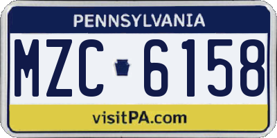 PA license plate MZC6158