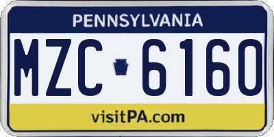 PA license plate MZC6160