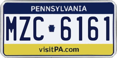 PA license plate MZC6161