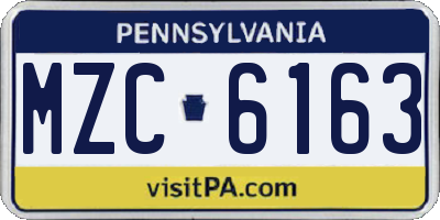 PA license plate MZC6163