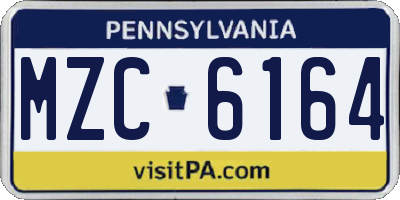 PA license plate MZC6164