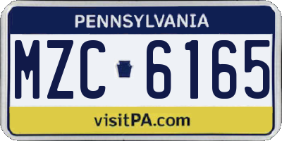 PA license plate MZC6165