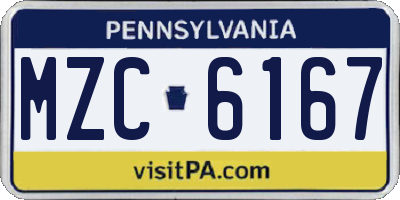 PA license plate MZC6167
