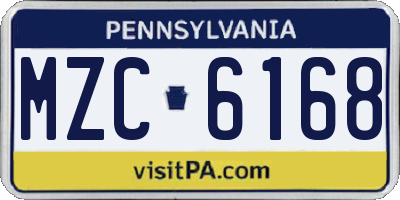 PA license plate MZC6168
