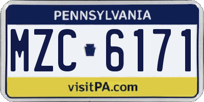 PA license plate MZC6171