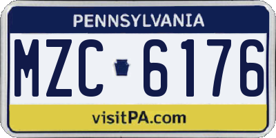 PA license plate MZC6176
