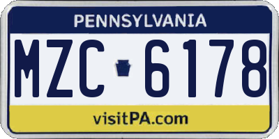 PA license plate MZC6178