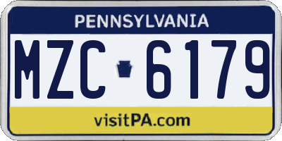 PA license plate MZC6179