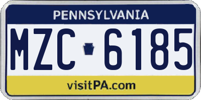 PA license plate MZC6185