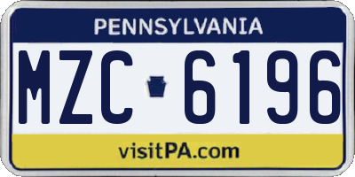 PA license plate MZC6196