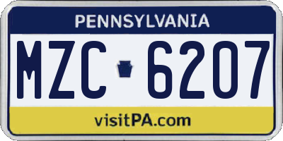 PA license plate MZC6207