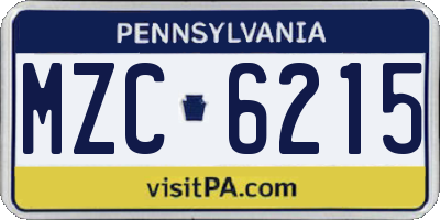 PA license plate MZC6215