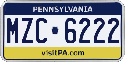 PA license plate MZC6222